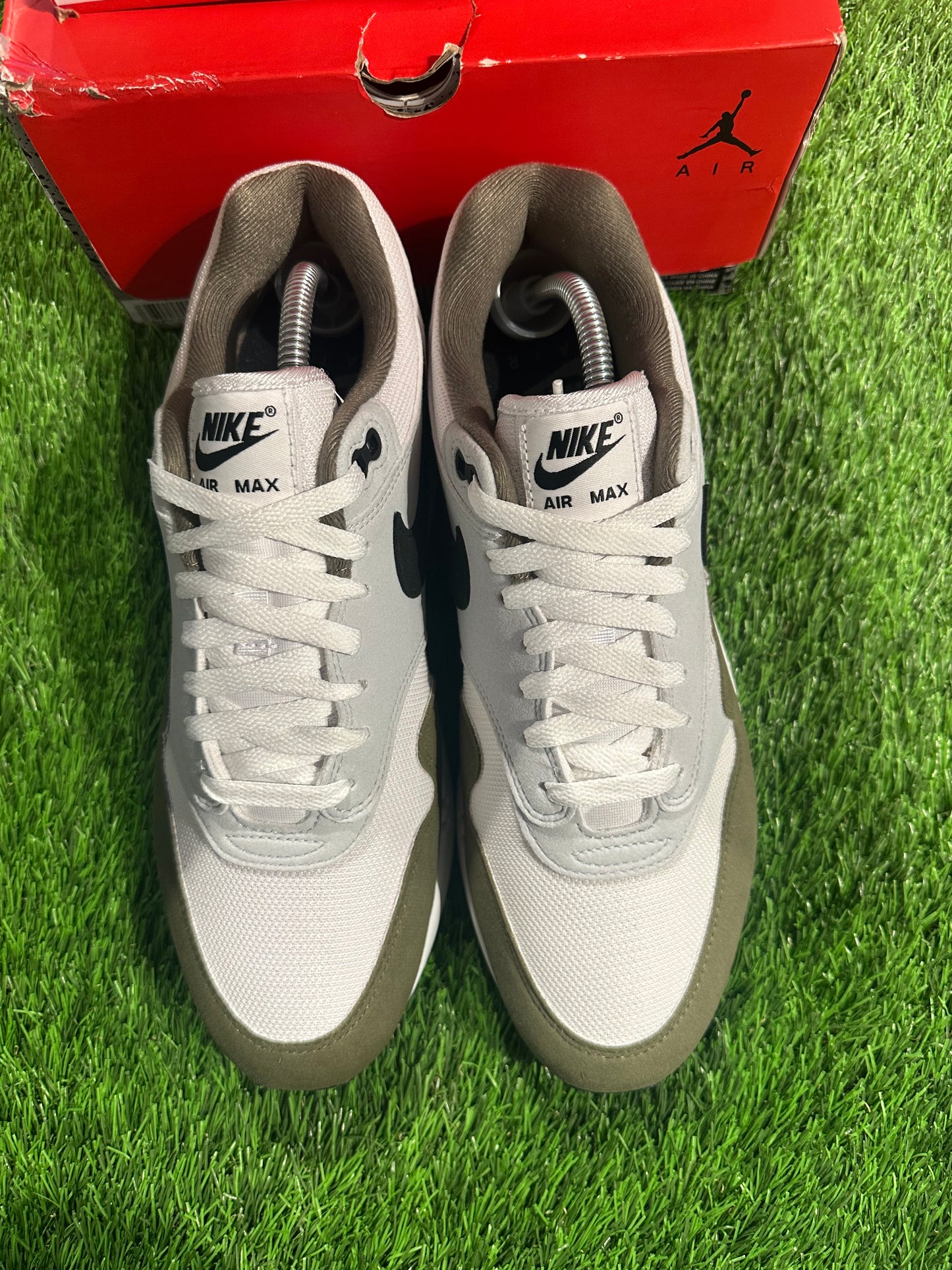 Nike Air Max 1 White Black Medium Olive