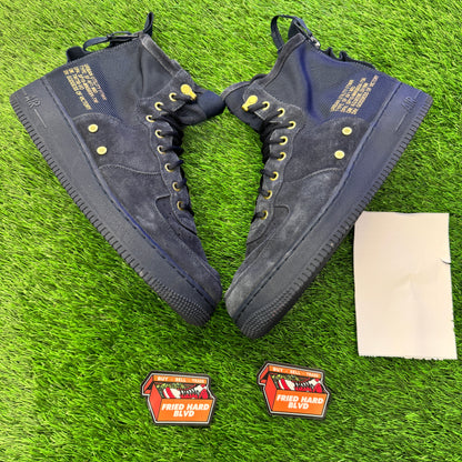 SF Air Force 1 Mid Obsidian Metallic Gold SIZE 13M/14.5W