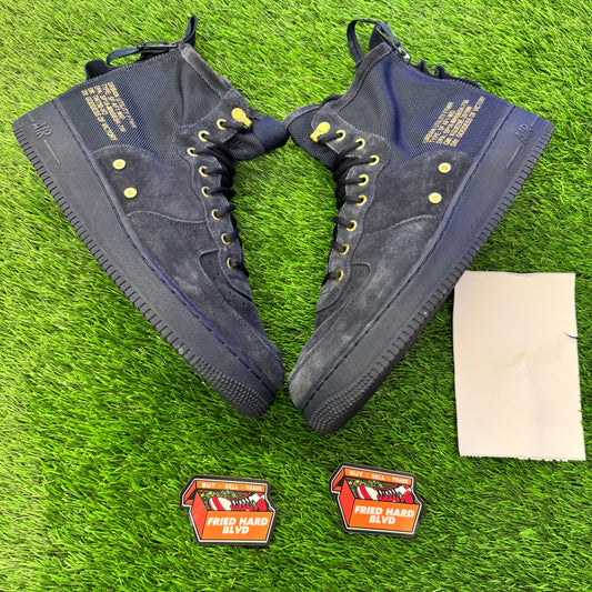 SF Air Force 1 Mid Obsidian Metallic Gold SIZE 13M/14.5W