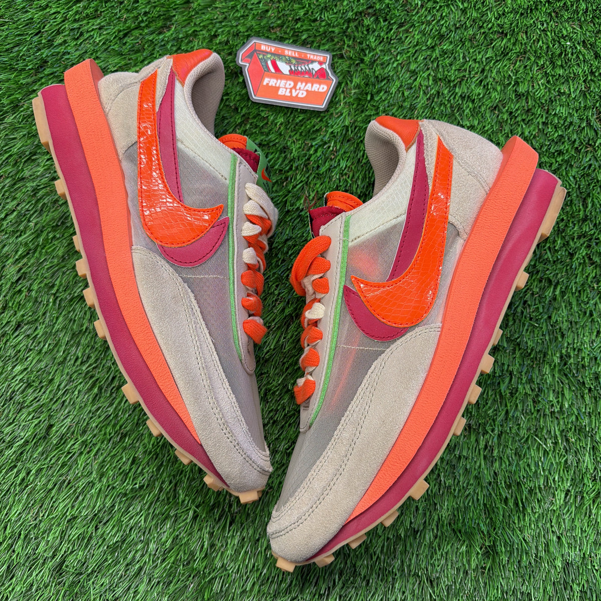 sacai x Clot x Nike LDWaffle 'Net Orange Blaze'