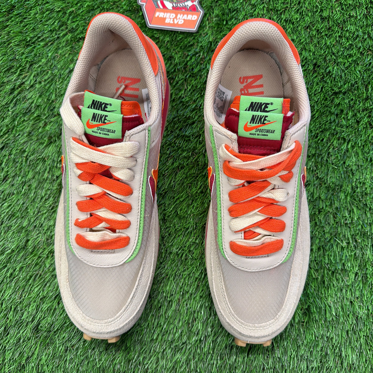 sacai x Clot x Nike LDWaffle 'Net Orange Blaze'